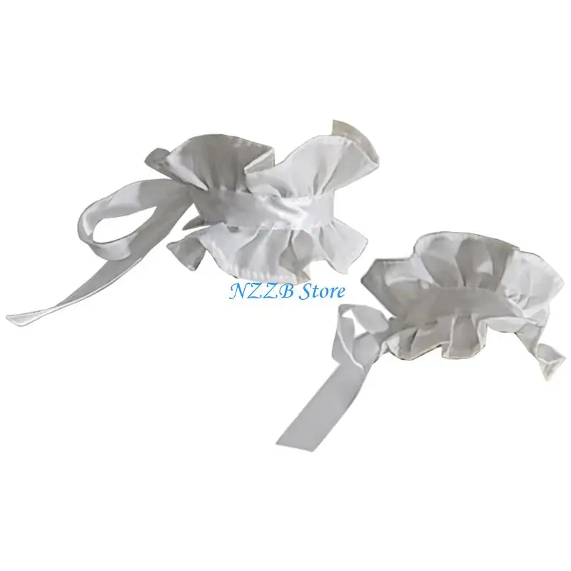 

T21F Ruffled Cuffs Decorative Bowknot Neck Ruff Collar For Special Occasion Costume