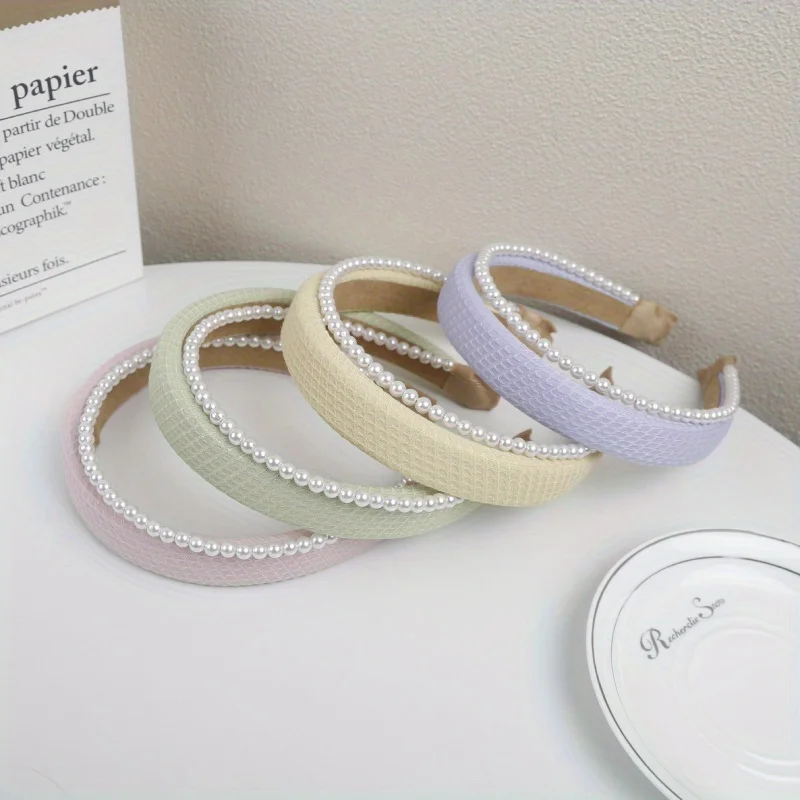Faixa de cabelo de pérola design antiderrapante vintage elegante argola de cabelo estilo leve de luxo para mulheres meninas acessórios diários de primavera verão