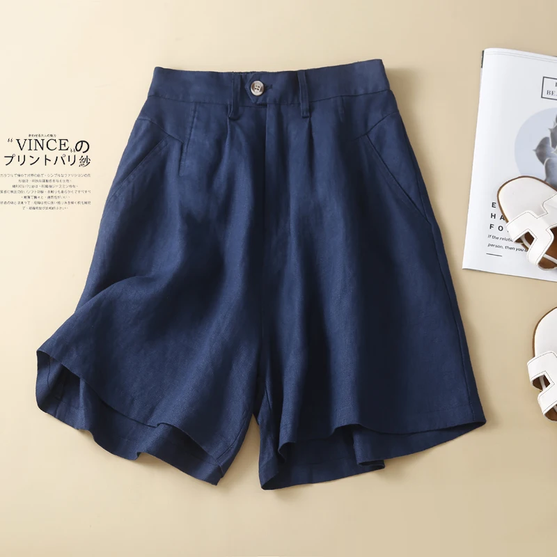 

Женские хлопковые льняные брюки, тонкие повседневные тонкие трапециевидные брюки, закрывающие бедра, широкая юбка пять четвертей, летняя юбка с высокой талией для поездок на работу...