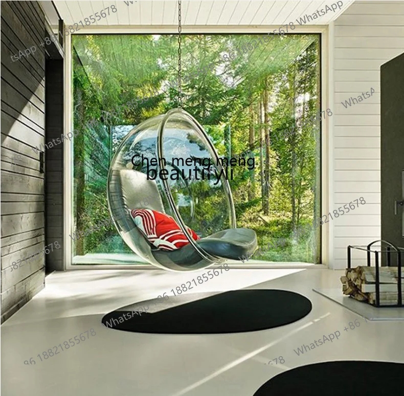 E153 Girl Glass Hemisphere Acrylic Hanging Basket Swing Hanging Ball Space Transparent Chair Homestay Bubble Hanging Chair