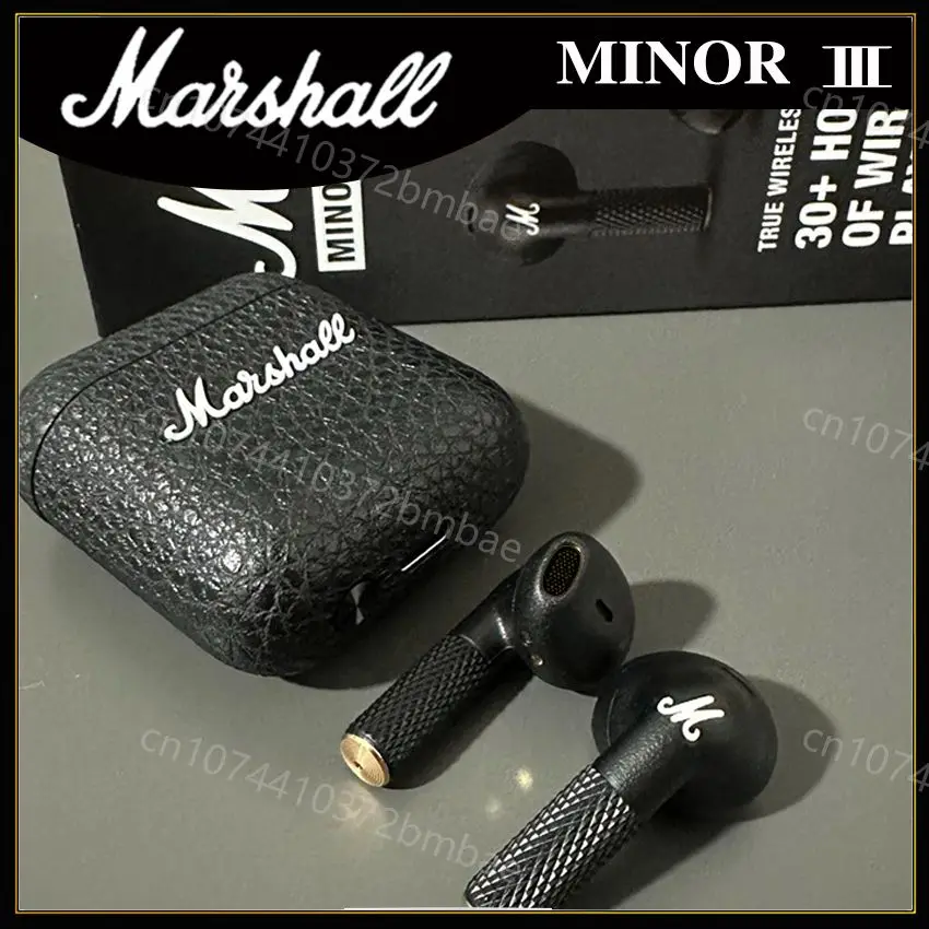 Marshall MINOR III 휴대용 무선 헤드폰, HIFI 사운드 블루투스 이어폰, 충전 케이스 포함, 스포츠 세미 인이어 헤드폰