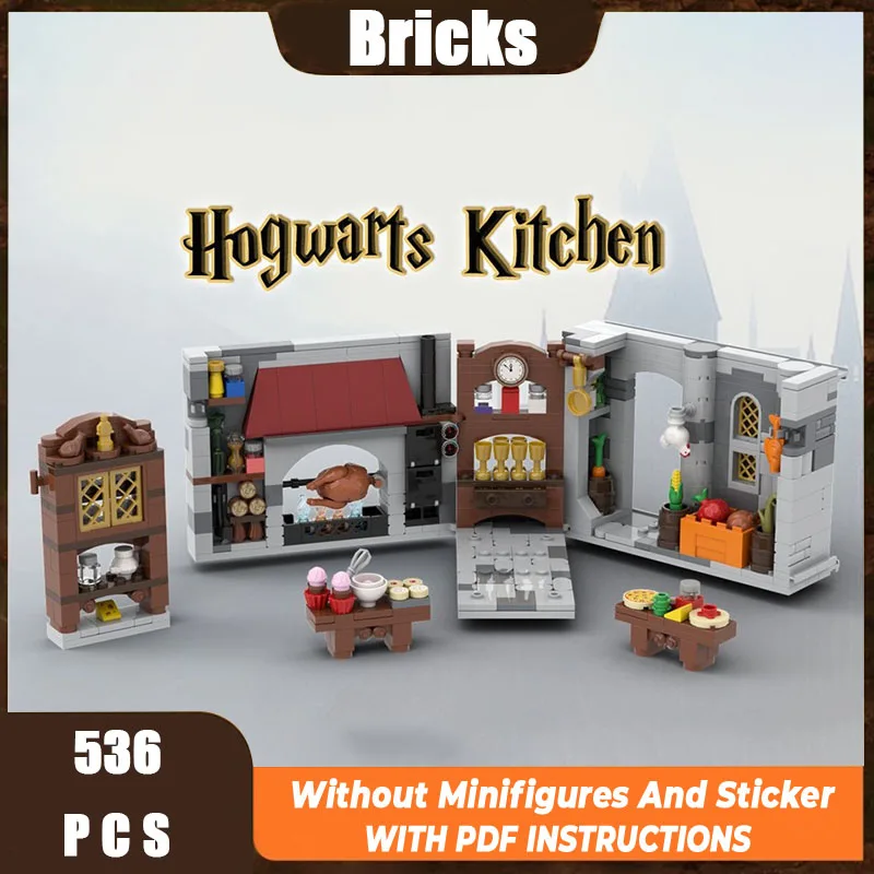 หอพักสํานักงาน Modular Castle - House Kitchen Library Model Building Blocks MOC Room of Requirement Architecture Collection Toys