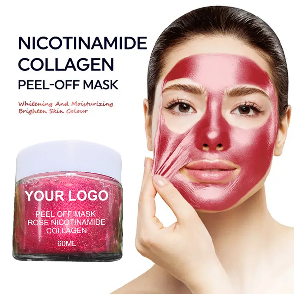 Masque Peel-Off de 60ml, dissolvant de points noirs de Rose, Nicotinamide, contrôle de l'huile, blanchiment, Logo personnalisé, soins de la peau, maquillage, vente en gros