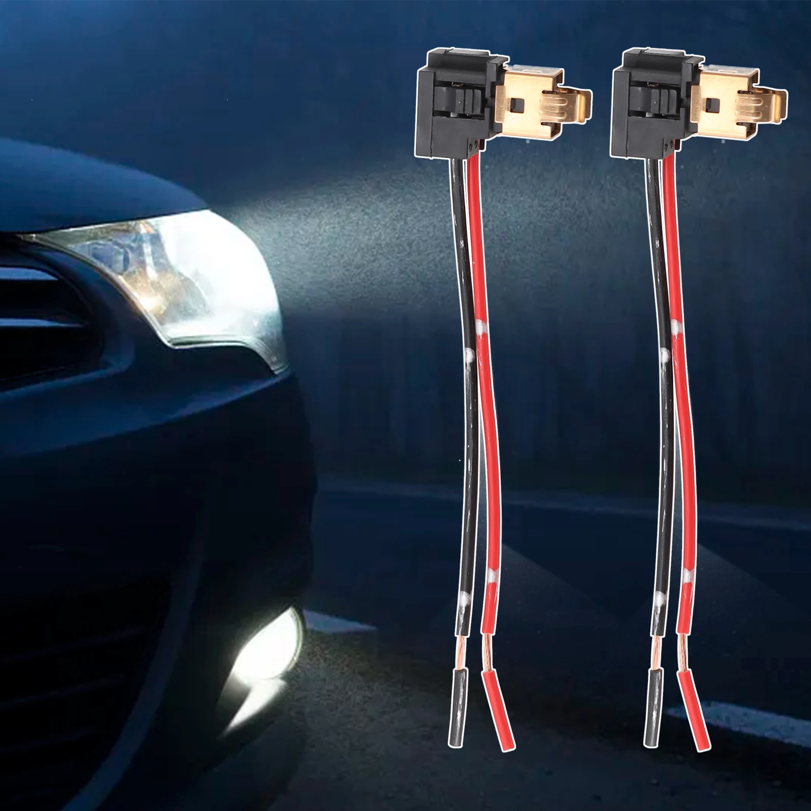 H1 H3 Socket Extension Wiring Harness Connector for LED Car Headlights Pre wired for Easy Installation 2 Pieces