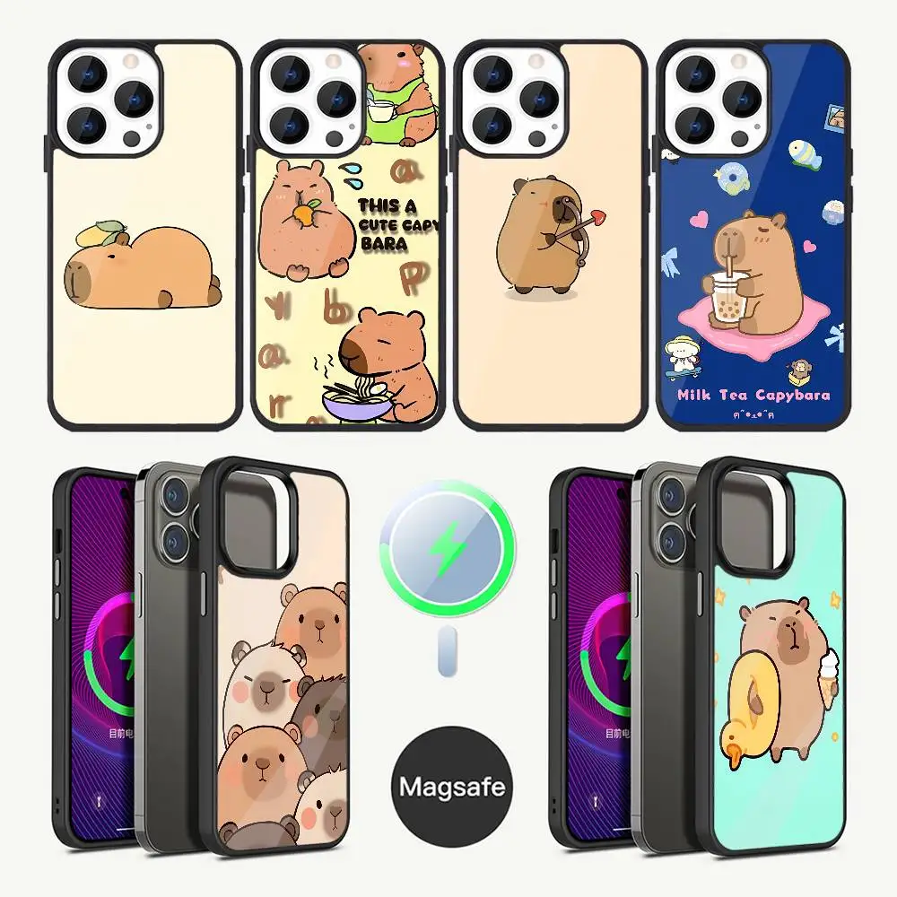 

Cartoon Animal Capybara Phone Case For iPhone 16,15,14,13,12,11,Plus,Pro,Max Mini Magsafe Magnetic Wireless Charging