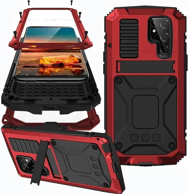 Heavy Duty Armor Aluminum Metal Case For Samsung S24 S23 S22 S21 S20 Ultra Plus Note 20 Ultra Full Shockproof Cover