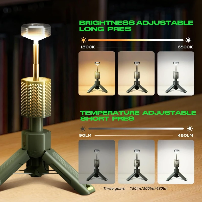New outdoor hexagonal atmosphere camping light led waterproof large capacity telescopic camping tripod work light