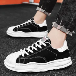 Man Vulcanized Shoes Stylish Design Round Toe Sneakers New Platform Casual Walking Shoes Mens White Sneakers Male Trainers