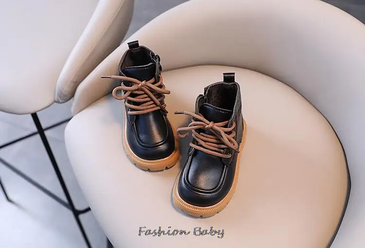 Zapatos para niños de estilo inglés, botas para niños y niñas, zapatos Vintage de moda de otoño e invierno, botines cortos para niños, б®тинки дет