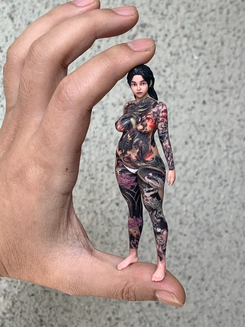1/16 1/18 1/12 tattoo beautiful woman gk realistic sculpture real miniature car model scene ornament chassis figure handmade