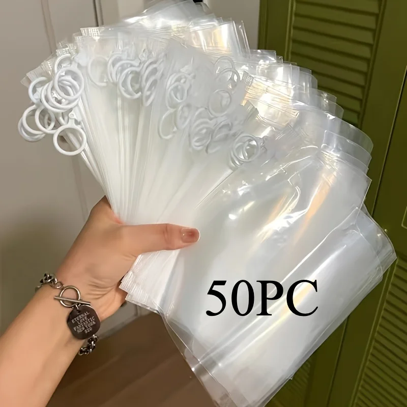 50Pcs Durable Zippered Storage Bags with Handles, Rectangular 9.06*5.51inch Organizer for Wardrobe Under‑Bed Moving & Travel Use