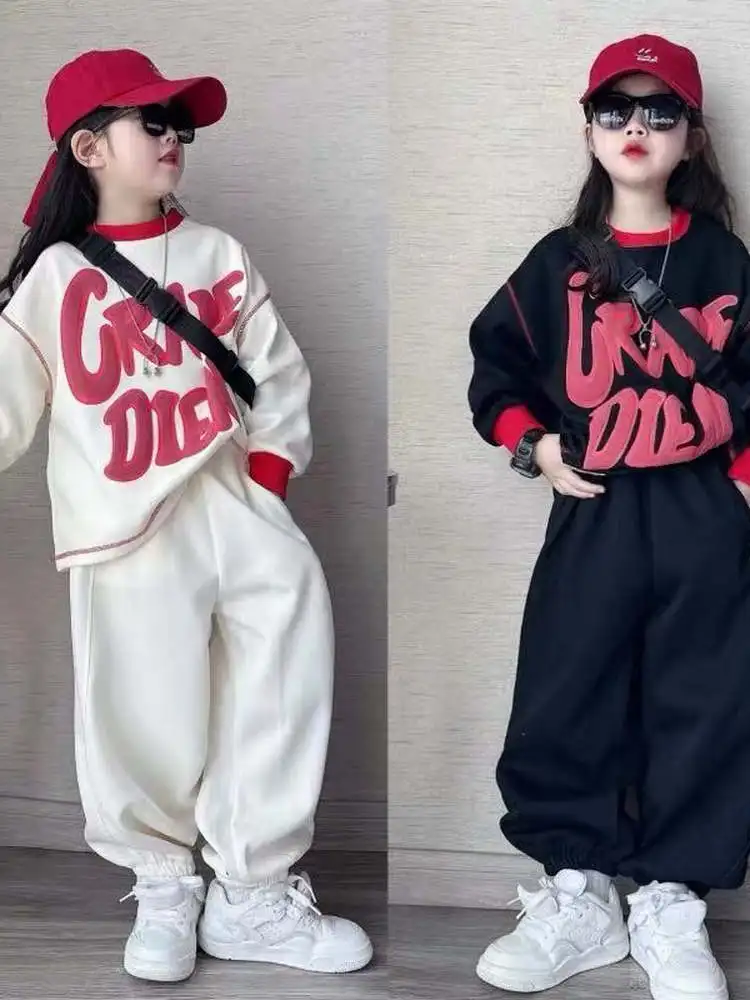 korean-style-girls-sweatshirt-set-casual-sporty-two-piece-spring-autumn-fashionable-outfit-for-children-aged-5-13