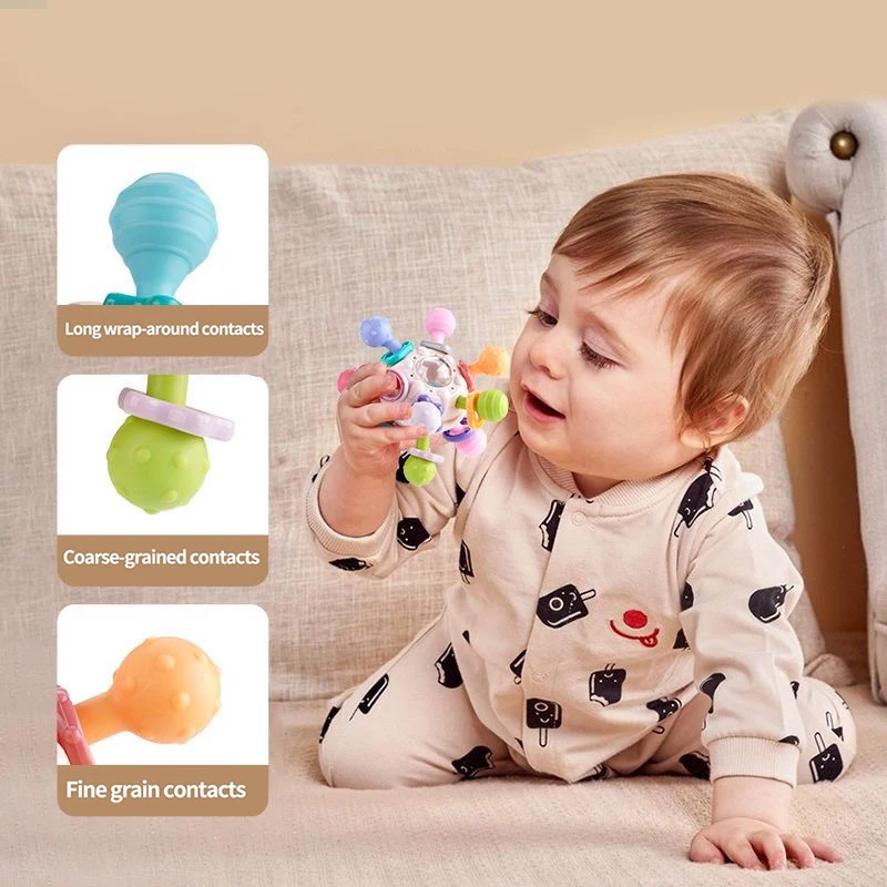 Rotating Rattle Ball Toy Baby Toys 0 12 Month Grasping  Activity Learning Educational Teether Sensory Toys for Babies 1 2 3 Year