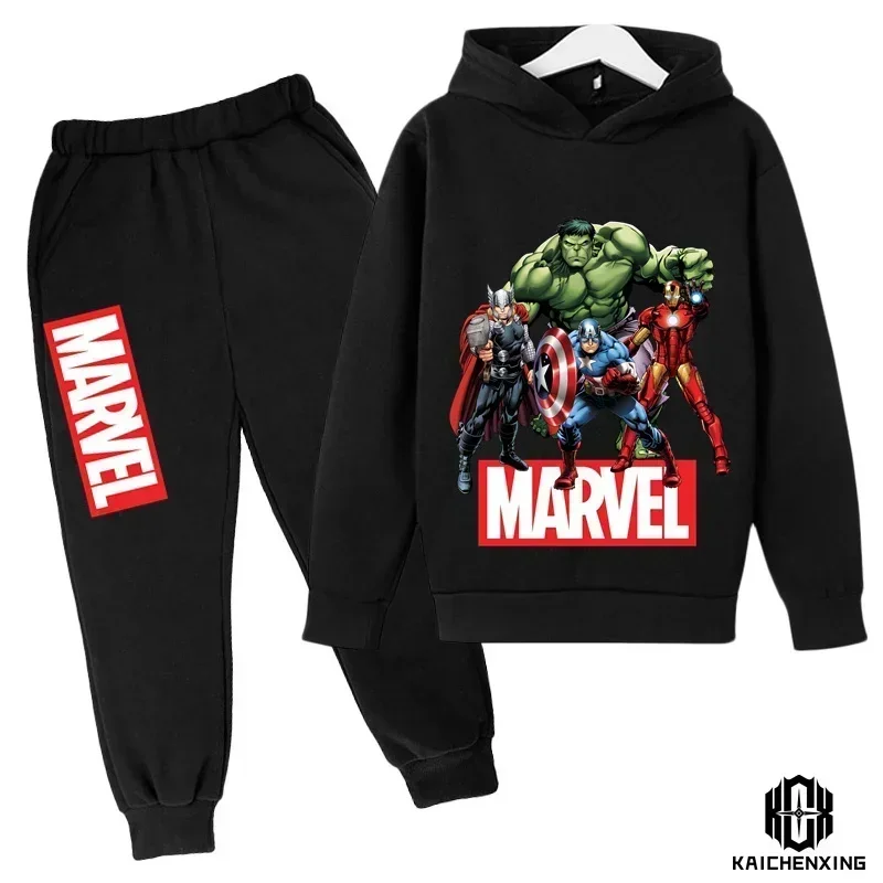 The Avengers Hoodies Kids Tracksuits Boy Girl Spring Autumn New Sweatshirt Clothes Set Marvel- Super Heros Hooded Pants Suit