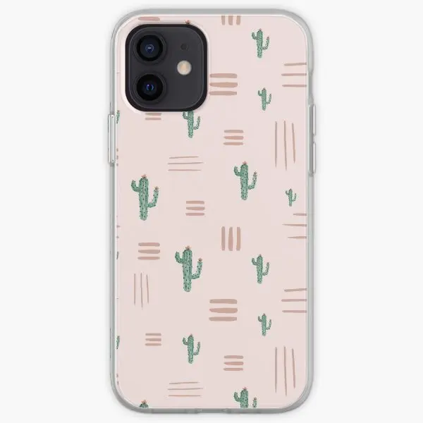 Pink Lines And Watercolor Cacti Surface  Phone Case Customizable for iPhone 11 12 13 14 Pro Max Mini 6 6S 7 8 Plus X XS XR Max