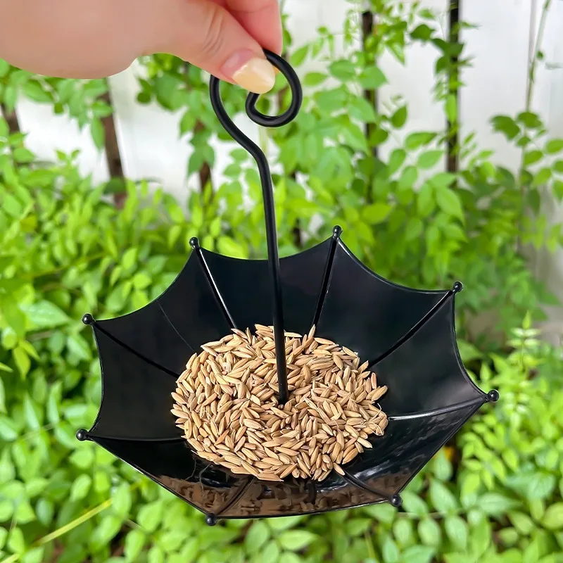 Umbrella Bird Feeder Hanging Bird Bath Outdoor Garden Decor, Hanging Bird Seed Tray for Yard and Garden Decoration