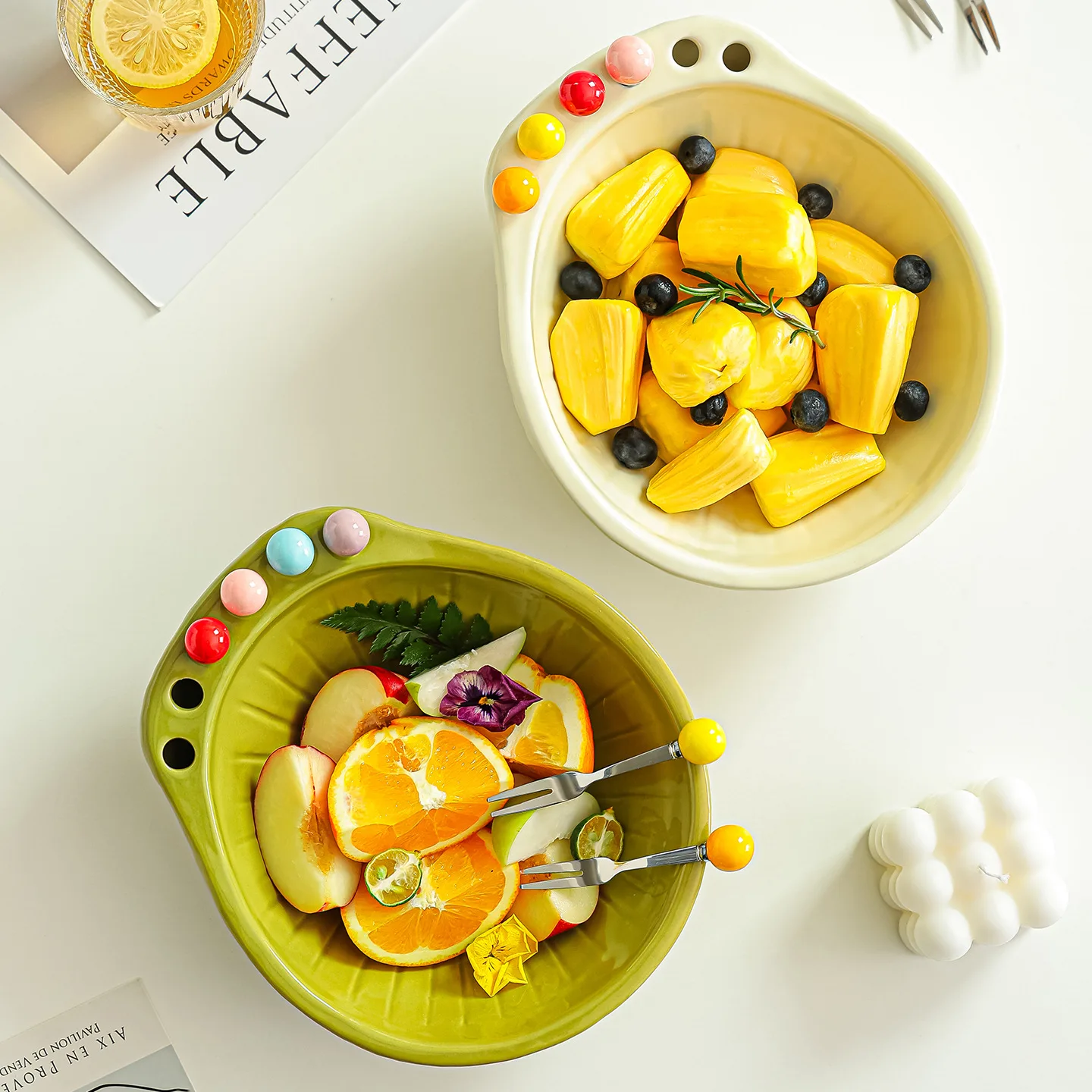 DSA Fruit Fork Set Household Living Room Coffee Table Fruit Sign Fork Dessert Sign Fruit Plate