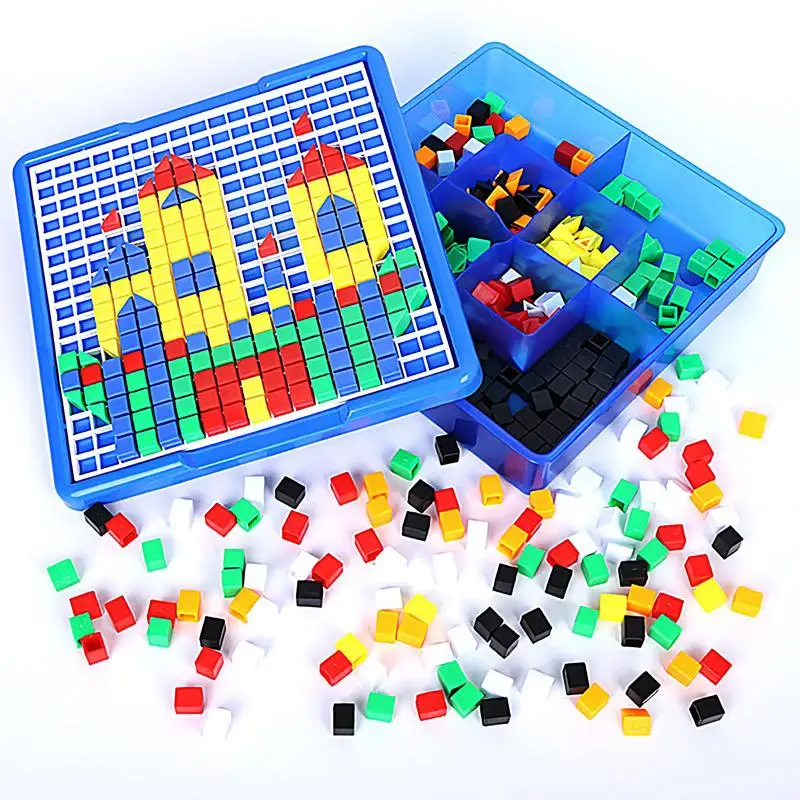 Puzzle 3D per bambini Mattoni da costruzione educativi 585 pezzi Montessori Giocattolo per l'apprendimento in età prescolare Illuminazione Modelli di puzzle