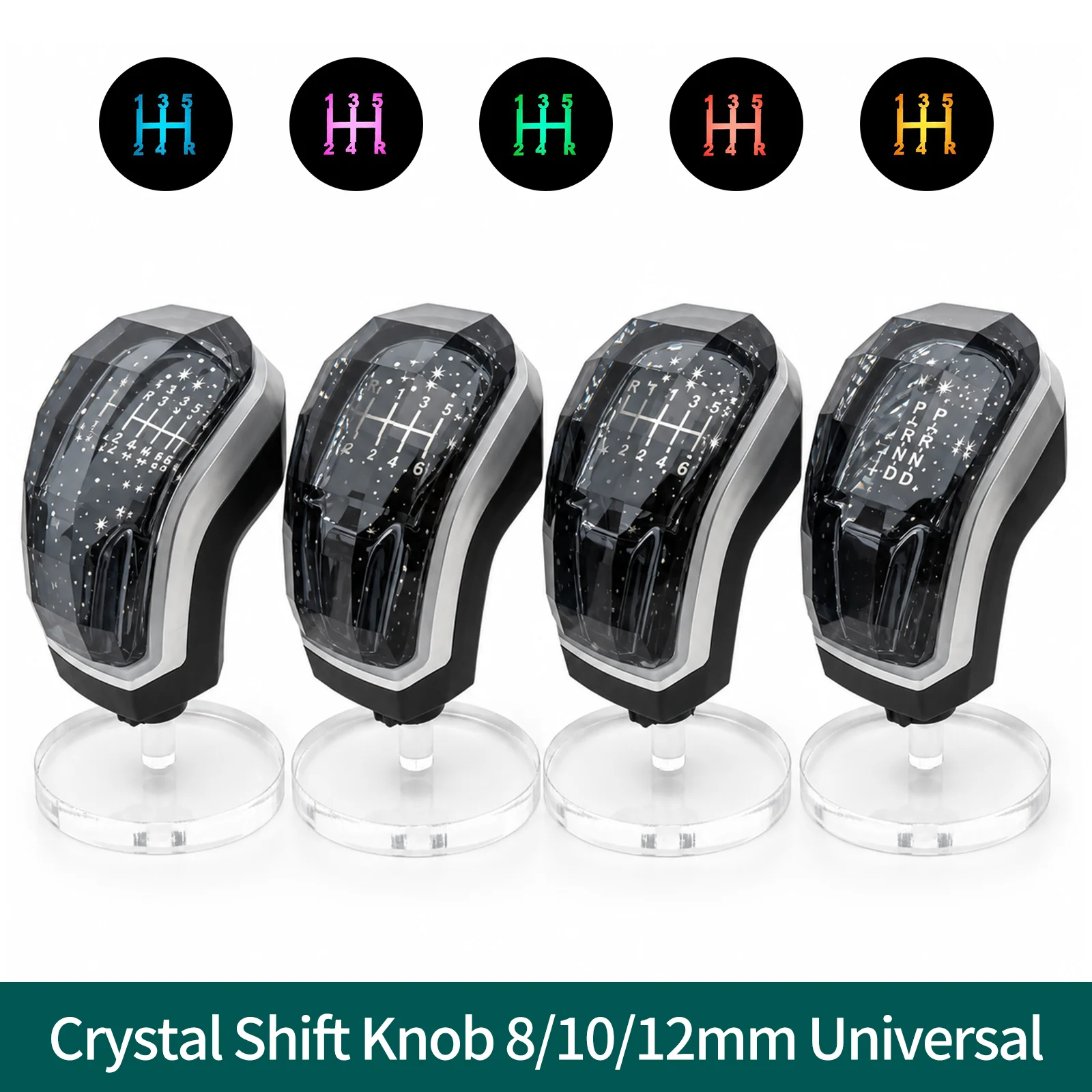 Universal Starry Sky Crystal LED Gear Shift Knob For Toyota/Honda/Nissan/Mazda 8mm/10mm/12mm Threaded Shafts Only Car Accessorie