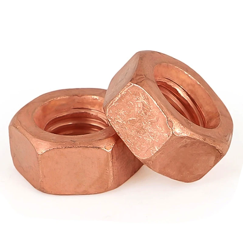 T2 Copper Hexagon Nut Red Copper Nut Conductive Nut Washer Locking Screw Cap Pure Copper Conduction M3 M4 M5 M6 M8 M10M12M16~M27