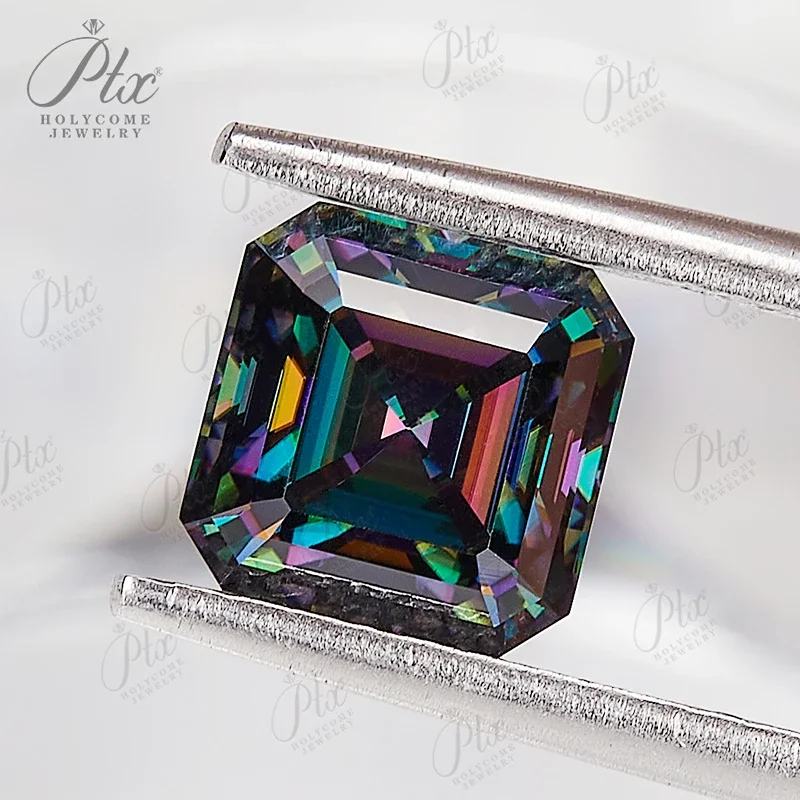 Moissanite Stone Rainbow Gree Color Brilliant Asscher Pear Cut VVS1 Lab Created Diamond GRA Certificate Charms for Diy Jewelry