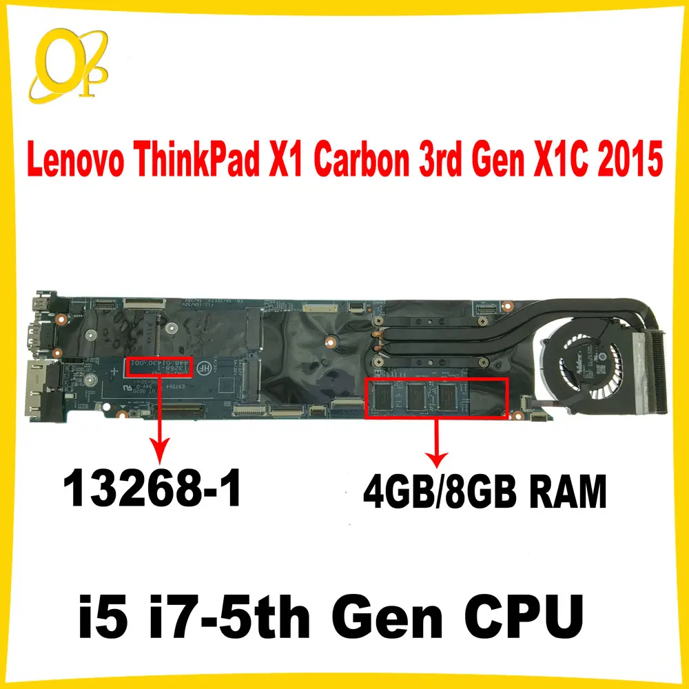 LMQ-2 MB 13268-1 for Lenovo ThinkPad X1 Carbon 3rd Gen X1C 2015 Laptop Motherboard i5 i7-5th Gen CPU 4GB/8GB RAM 448.01434.0011