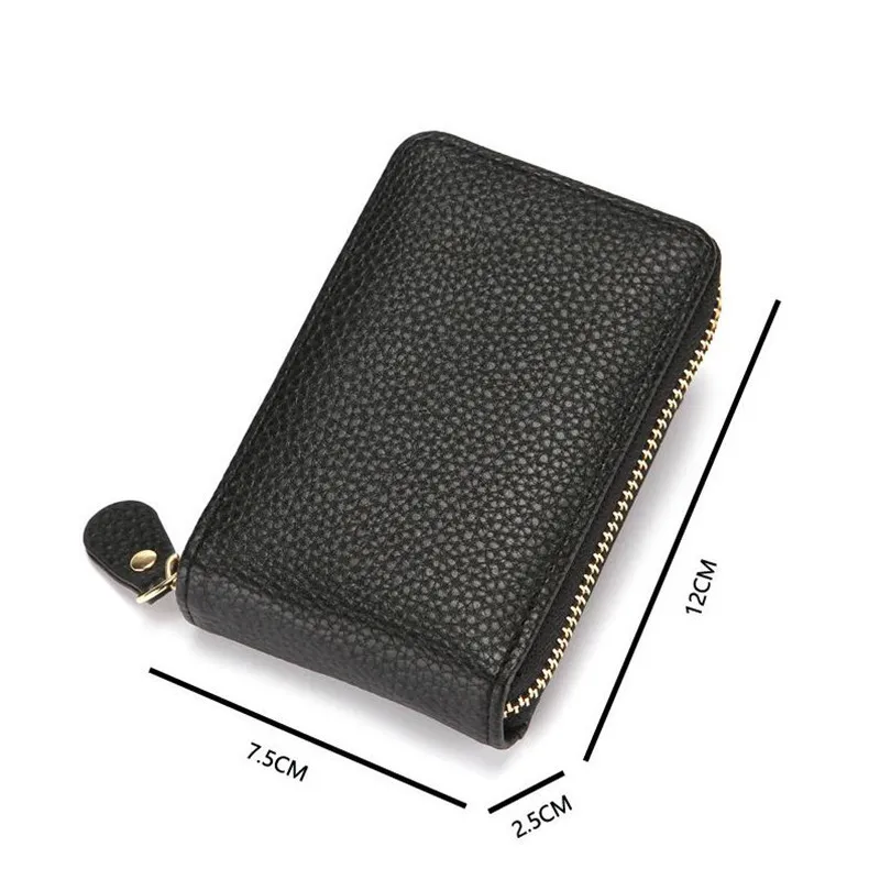 Men's Wallet Genuine Leather Credit Card Holder RFID Blocking Zipper Pocket Men bag Card Protect Case Pocket Purse Dropshipping