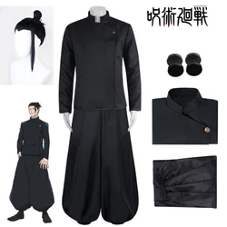Anime Jujutsu Kaisen Geto Suguru Cosplay conjunto completo uniforme para homens, camisa, calças, peruca, brinco, colegial, Halloween, adulto