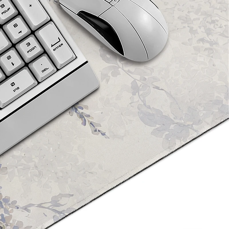 Mouse Pad White Purple Flower Gamer printon demand New Home Large Mousepad XXL Playmat Soft Carpet Non-Slip Office Mice Pad