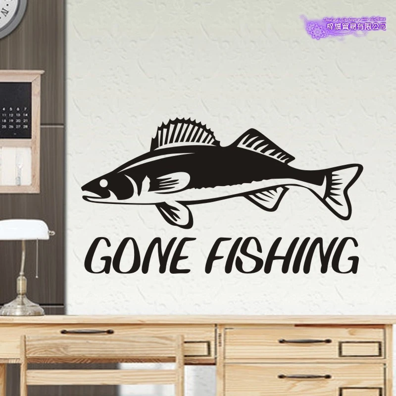 Gone Fishing Sticker Bucket Decal Tackle Shop Fishhook Sticker Fish Tank Boat Box Car Vinyl