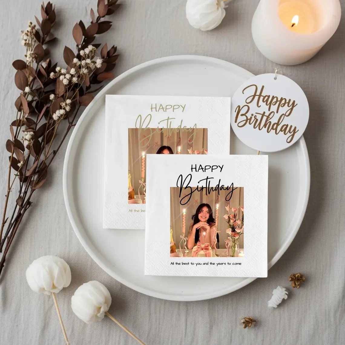 Serviettes en papier personnalisées pour anniversaire, serviettes personnalisées avec texte, serviettes jetables élégantes avec Photo, pour fête prénatale et poule