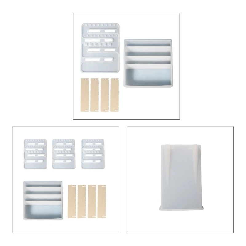 

Resin Silicone Earring Organiser DIY Epoxy Cosmetics Tray Casting Mold with Base Mold for Making Jewellery Display Stand