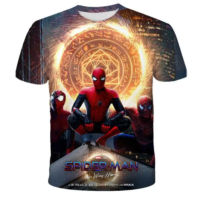 Camiseta de manga curta macia do homem-aranha infantil, roupas de super-herói para meninos, camiseta masculina de moda streetwear, tops diários, verão