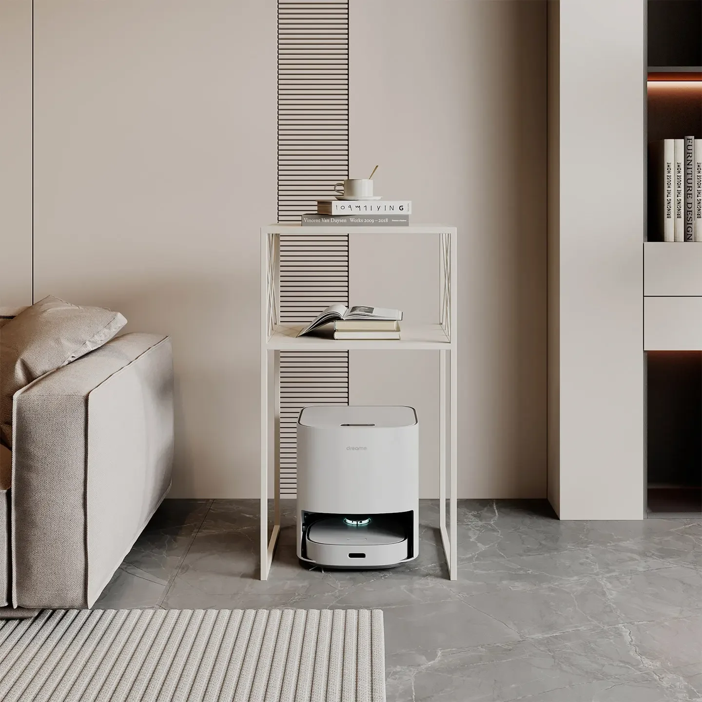 Nordic living room double-layer frame simple flower stand sweeping robot above display stand sofa side water dispenser rack