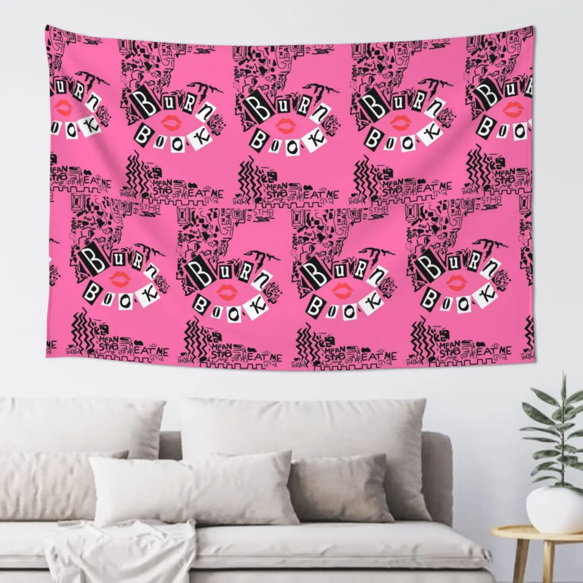 Burn Book - Mean Girls Tapestry Funny Wall Hanging Aesthetic Home Decoration Tapestries for Living Room Bedroom Dorm Room