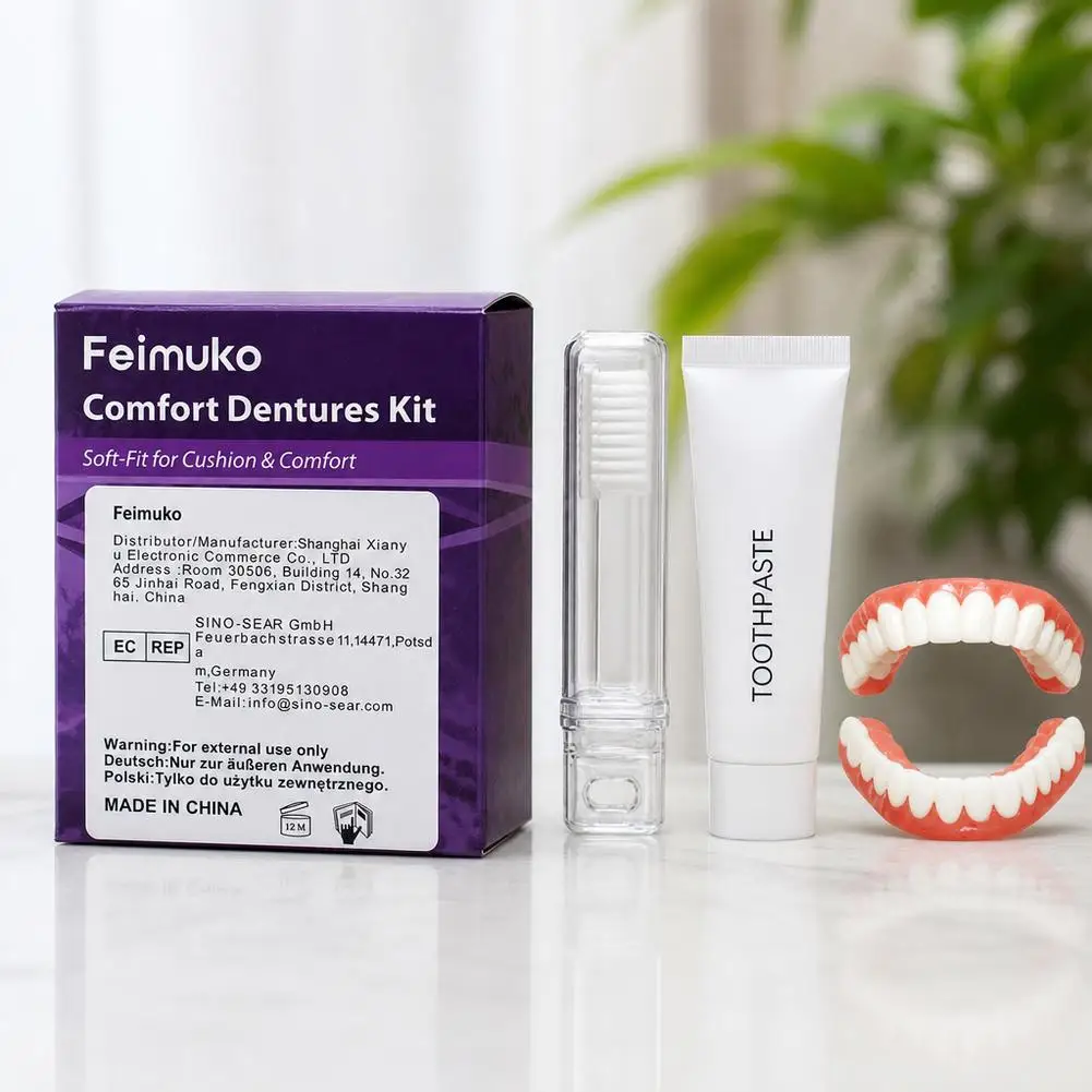 Adult Silicone Dentures Full Set Natural Upper & Lower Fake Teeth Soft Comfort Fit Instant Smile Oral Beauty Accessories 2026