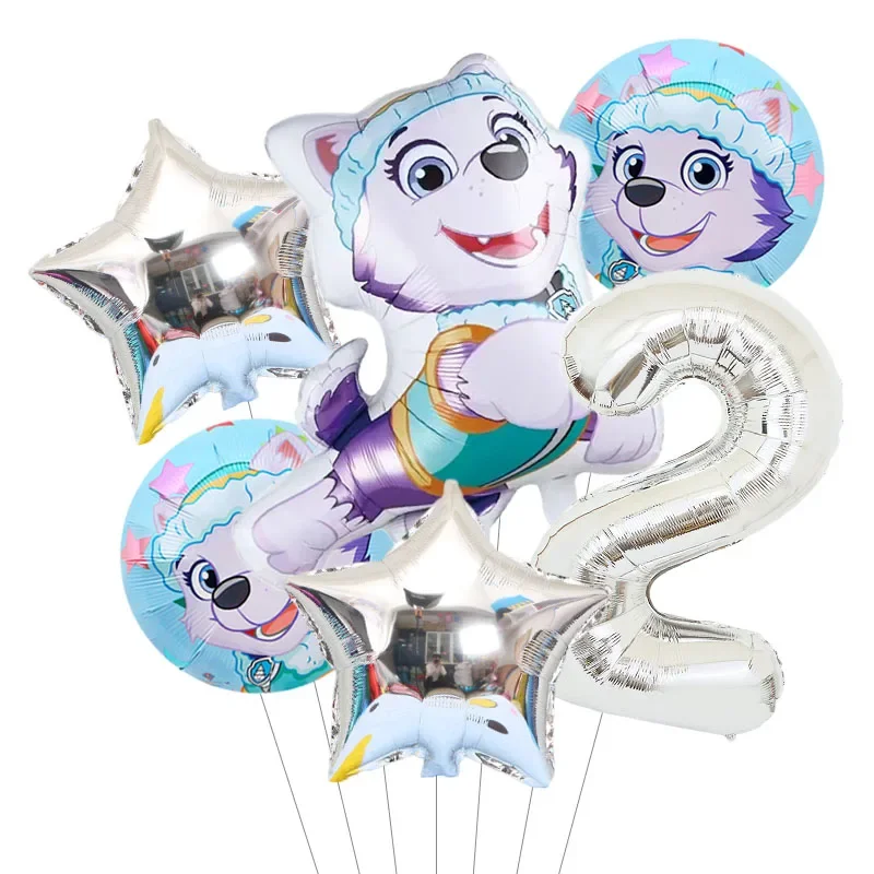 6Pcs Foil Balloons Set Paw Patrol Lovely Everest Zuma Kid Birthday Party Decoration Birthday Boy Decor Baby Shower Balloon