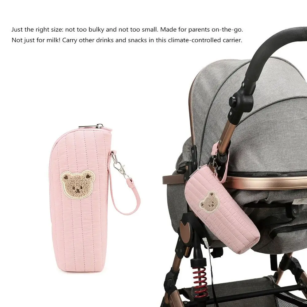 Portable Design Bear Thermal Bottle Bag With Handle Aluminum Foil Insulated Bottle Cooler Aluminum Foil Insulation Cute Bear
