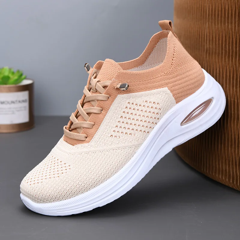 Fashion Woman Shoes Summer Mesh Breathable Tennis Walking Shoes Training Lace Up Comfortable Travel Shoes Light Running Sneakers