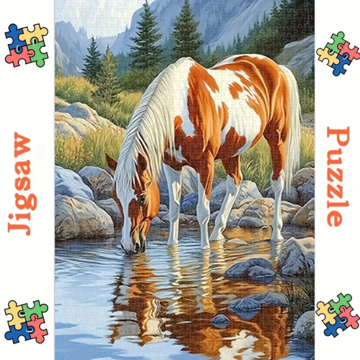 Puzzle per cavalli da 1000 pezzi per adulti e famiglie - Cartone resistente addensato con pezzi resistenti, opere d'arte per cavalli, vibrante