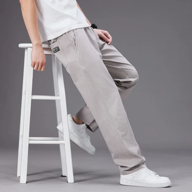 6XL Plus Size Men's Casual Cotton Pants Relaxed Fit Long Trousers Elastic Waist Drawstring Sweatpants Mens Jogger Pants Autumn
