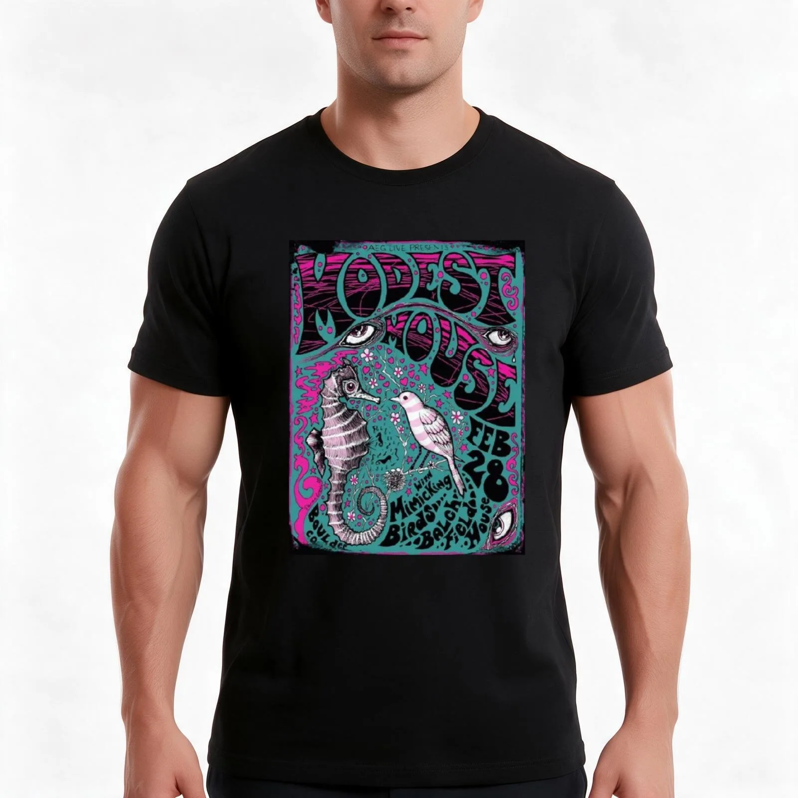 Modest Mouse T-Shirt, Summer Casual Cotton Tee, Oversized Streetwear Tops, Vintage Graphic Print, Loose Fit Short Sleeve