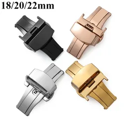 18/20/22mm Universal Metal Butterfly Buckle Watchband Stainless Steel Dragon Scale Double Press Automatic Strap Bracelet Clasp