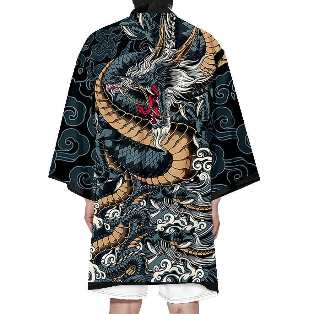 Summer Long Kimonos Men\'s Kimono Cardigan Japanese Fashion Anime Cosplay Cloak Haori Samurai Kimono Bathrobe Elegant Jacket