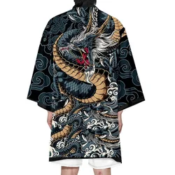 Summer Long Kimonos Men's Kimono Cardigan Japanese Fashion Anime Cosplay Cloak Haori Samurai Kimono Bathrobe Elegant Jacket