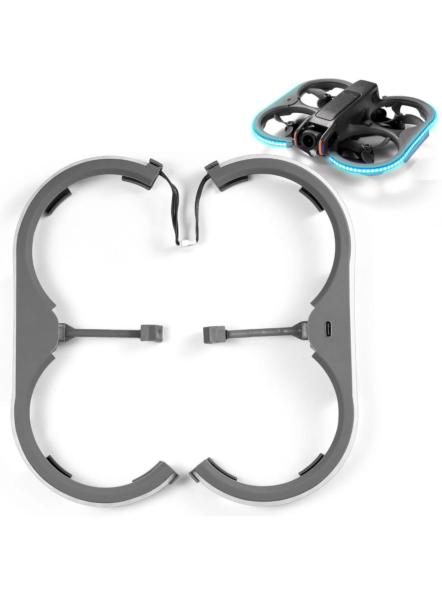 VIFLY kanaalbeschermers met kleurrijke LED-strip voor DJI Avata 2 - afbeelding 2