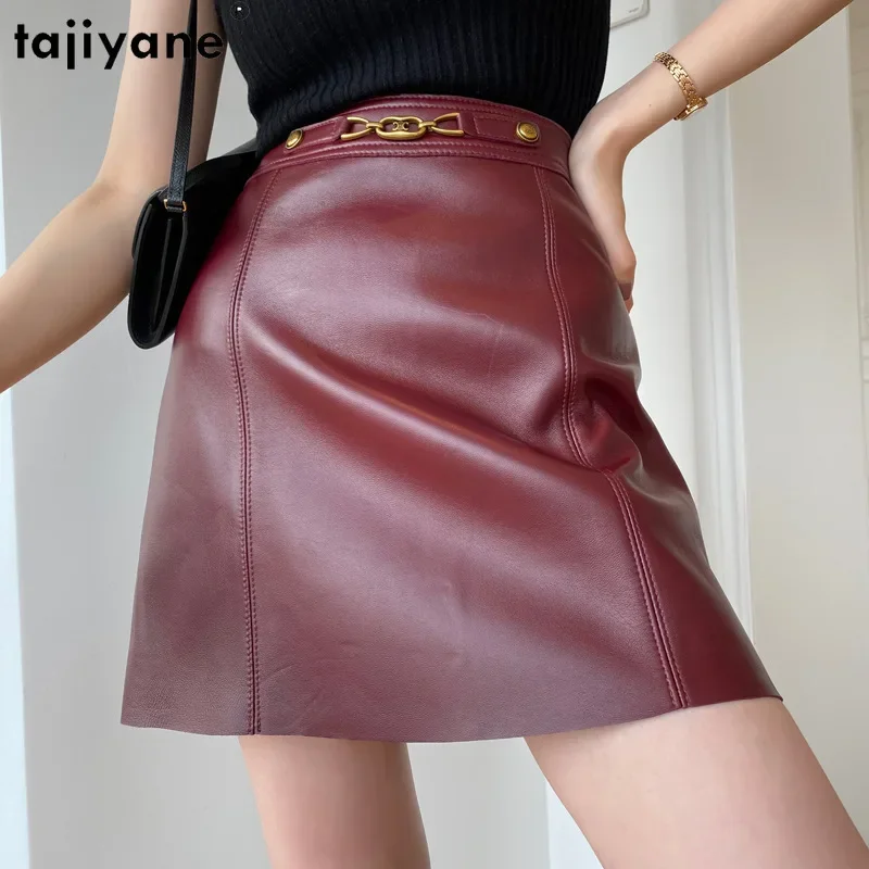 

Tajiyane Real Leather Skirt Women Korean Style Clothes High Waist Genuine Sheepskin Leather Skirts A-line Short Skirt Jupe Femme