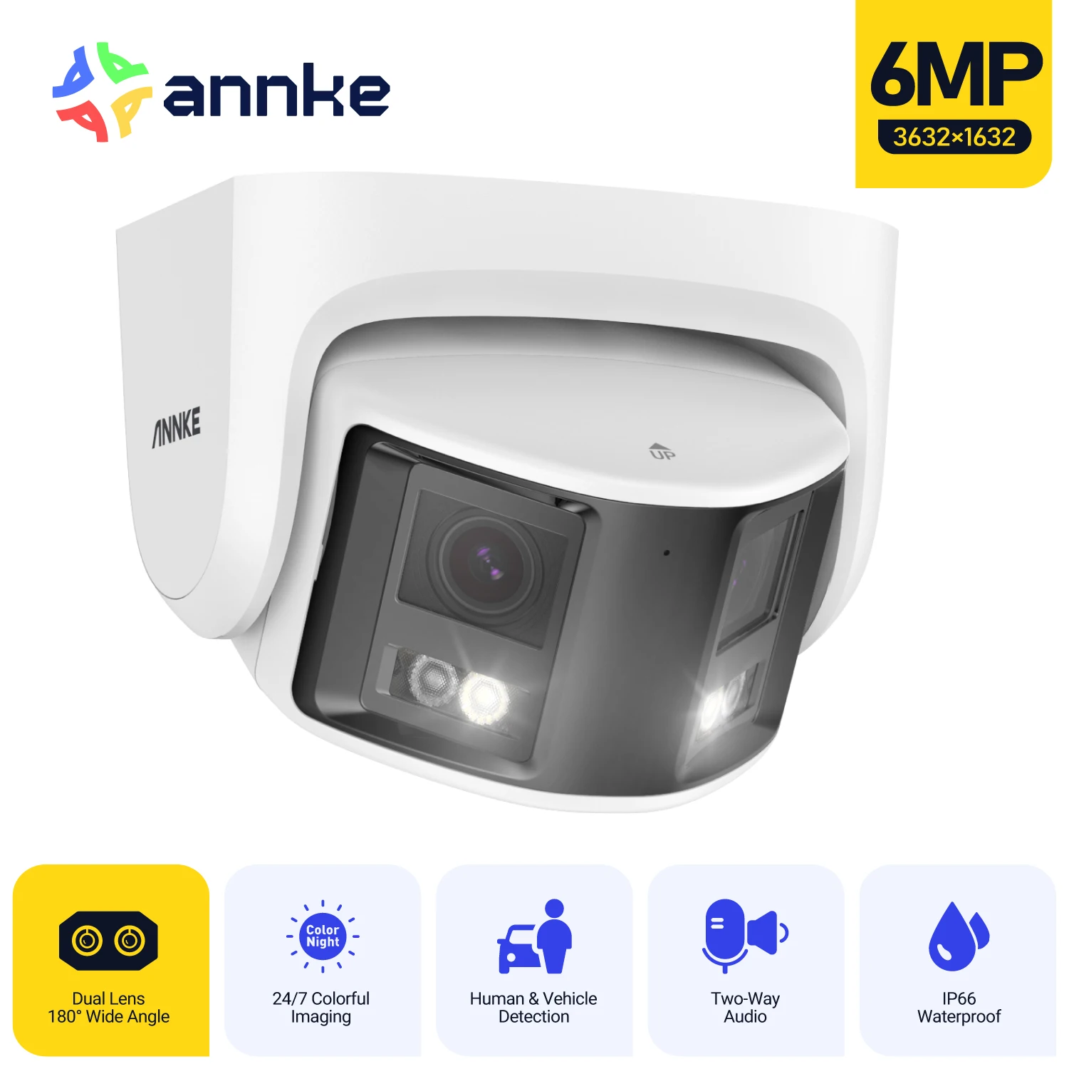 

ANNKE Smart Home 180° 8MP/6MP DUO POE Dual Lens Wide View Outdoor Video POE Camera,4K AI Human Detect,8MP Security CCTV Camera