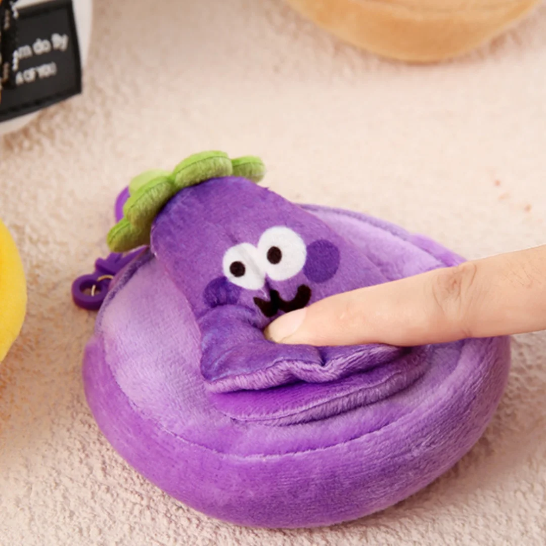 Creative Fruit Vegetable Shape Plush Coin Purse Cute Apple Pear Orange Wallet Keychain Headphone Key Storage Bag Kids Girls Gift