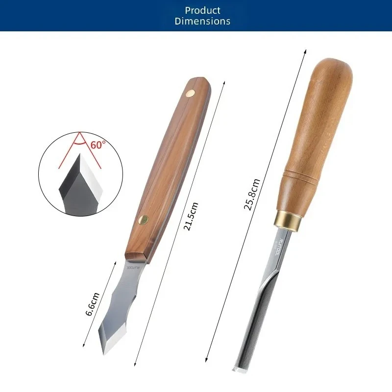 SK5 Wood Carving Knife Long Handle Trimming Chisel 90 Degree Right Angle Square Hole Slotting Tool for Woodworking Crafts